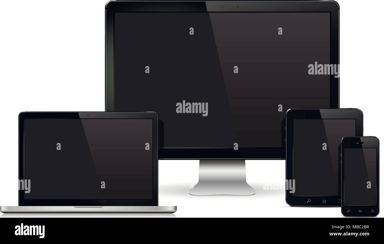L'écran de l'ordinateur, ordinateur portable, tablette PC, téléphone mobile Vector illustration Illustration de Vecteur