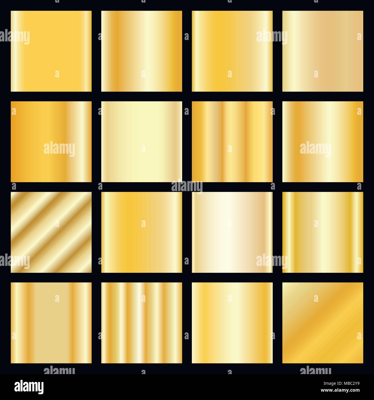 Vector collection de gradients d'or. Jeu de panneaux d'or Illustration de Vecteur