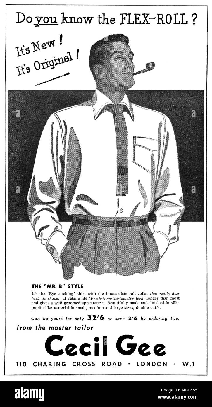1954 La publicité pour men's fashion store Cecil Gee. Banque D'Images
