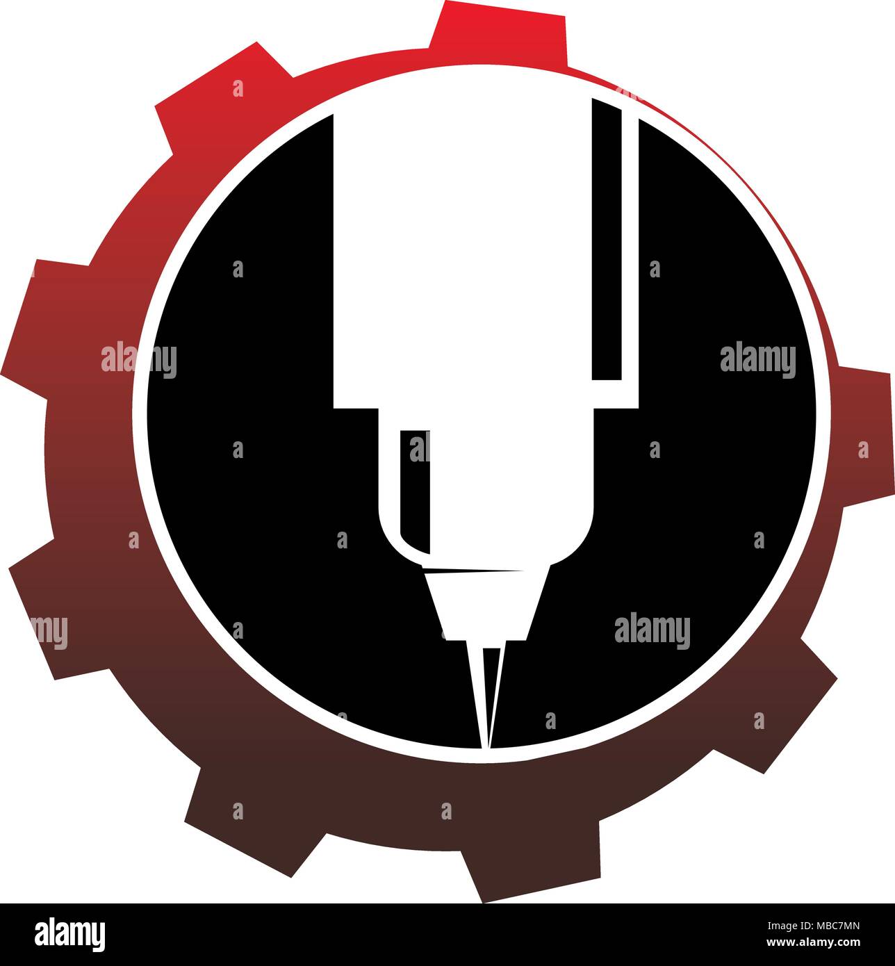 Service CNC Logo Design Template Vector Illustration de Vecteur