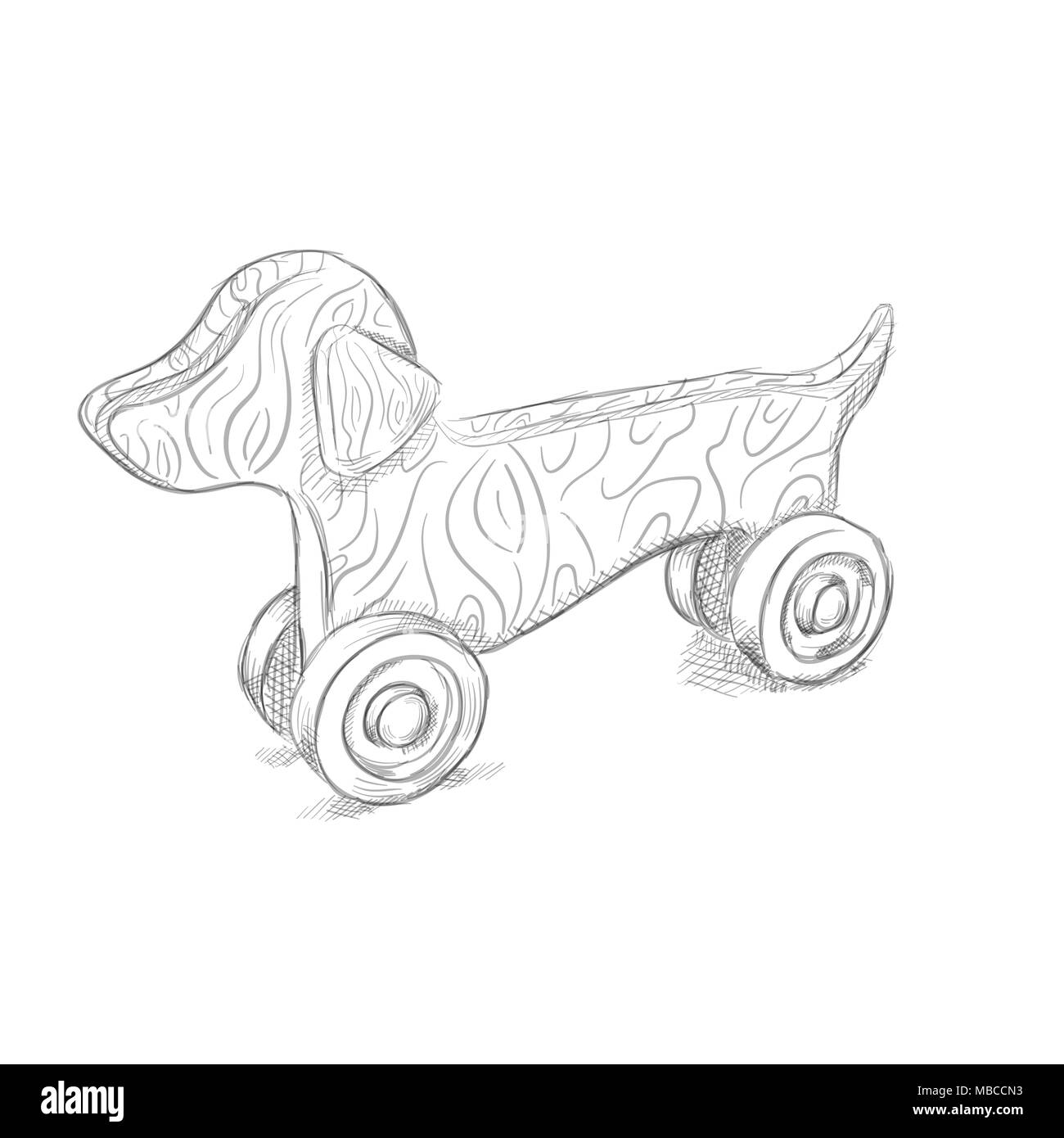 Dessiner au crayon chien jouet. Illustration de Vecteur