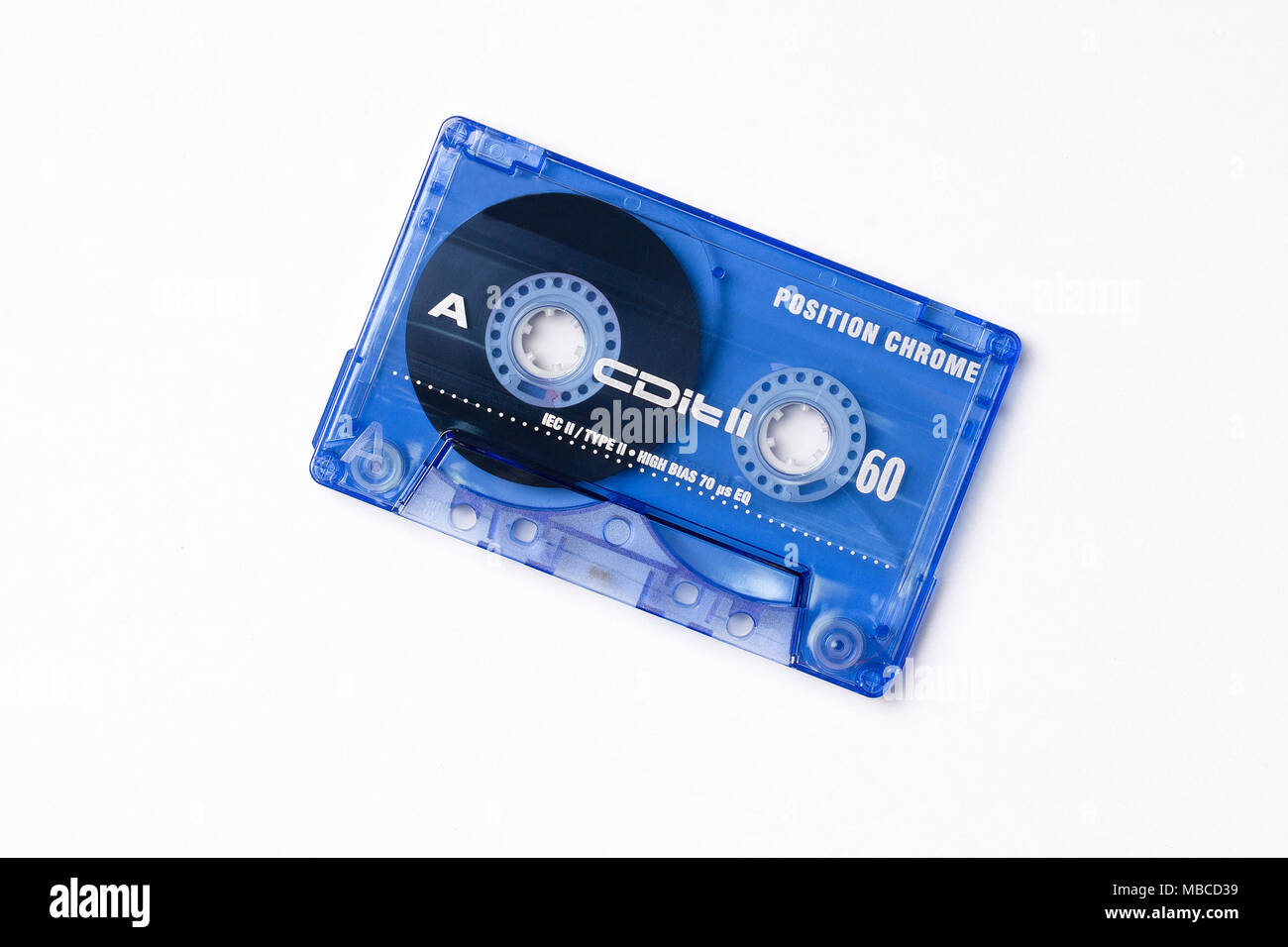 Cassette audio sur un fond blanc Banque D'Images