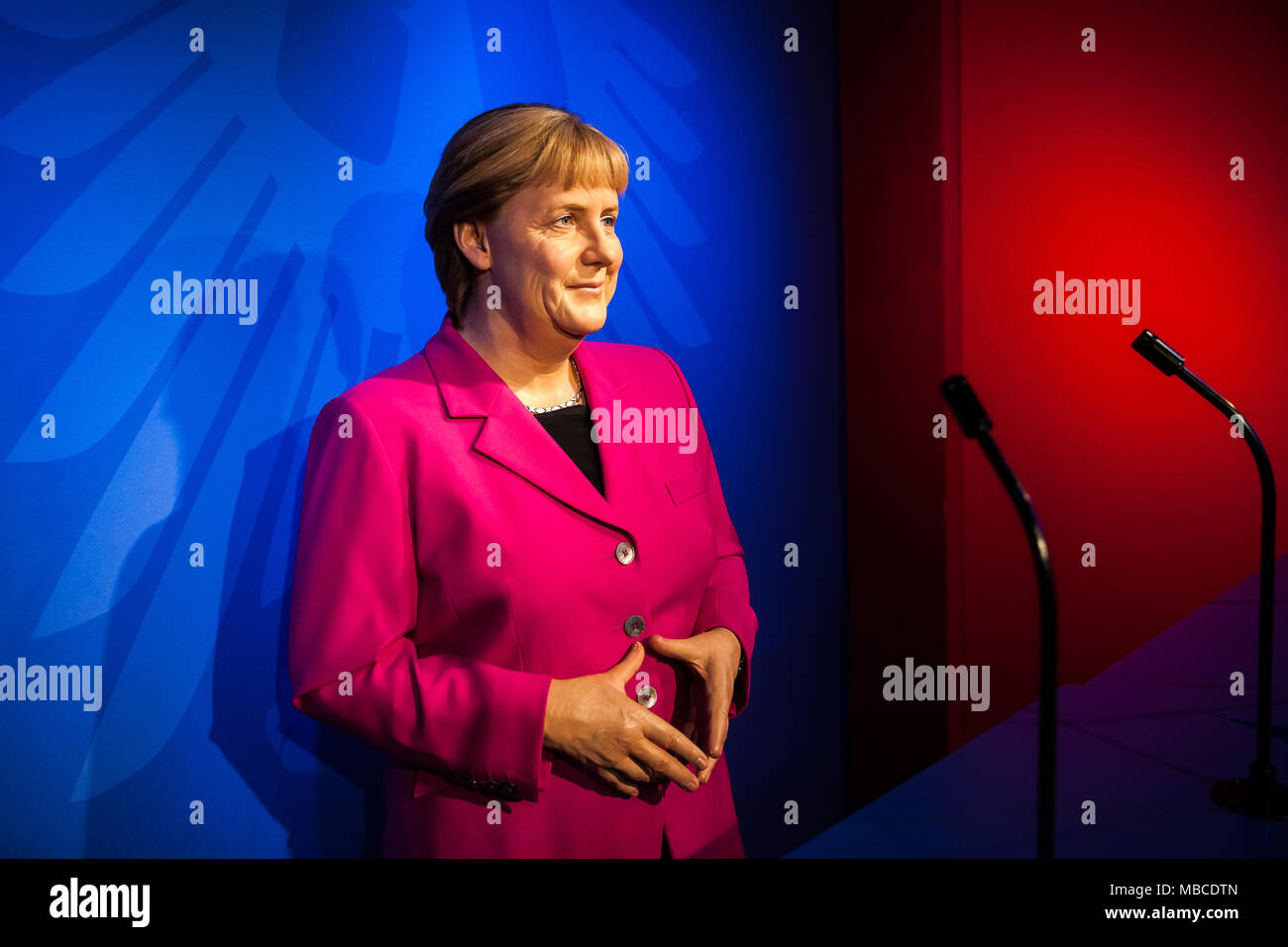 La figure de cire d'Angela Merkel en musée de cire Madame Tussauds à Amsterdam, Pays-Bas Banque D'Images