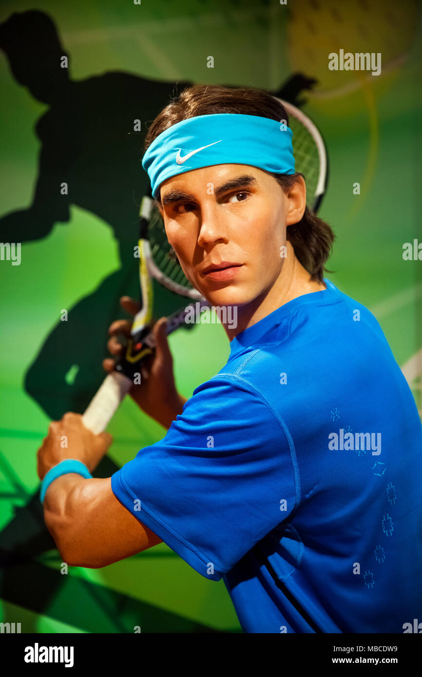 Cire du joueur de tennis Rafael Nadal en musée de cire Madame Tussauds à Amsterdam, Pays-Bas Banque D'Images