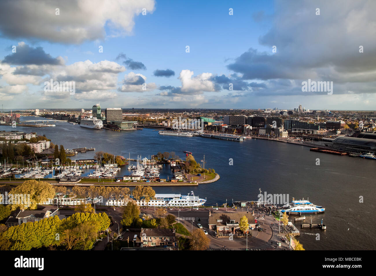 Vue aérienne de la ville d'Amsterdam, Hollande Banque D'Images