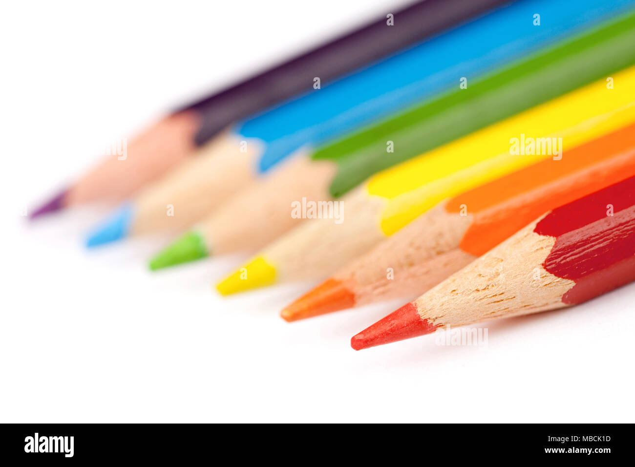 Palette de crayons de couleur fond blanc Banque de photographies et d
