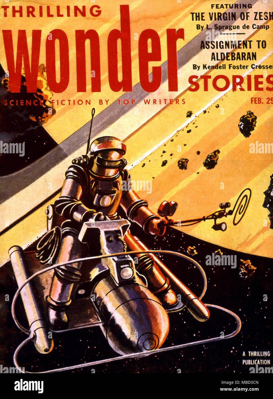 La science-fiction et d'horreur des magazines. Des histoires palpitantes Wonder couvercle, février 1953. Artwork par Jack Coggins Banque D'Images