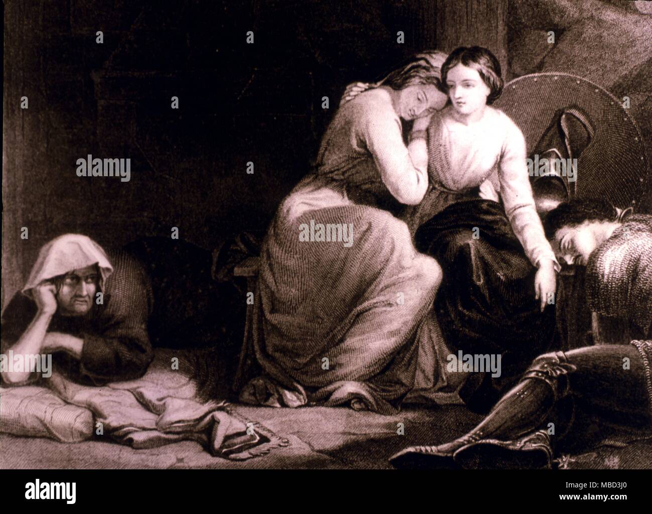 Florimel et la sorcière. Peinture de Pickersgill. Illustration de Spenser's 'Fairy Queene' 1852. Banque D'Images