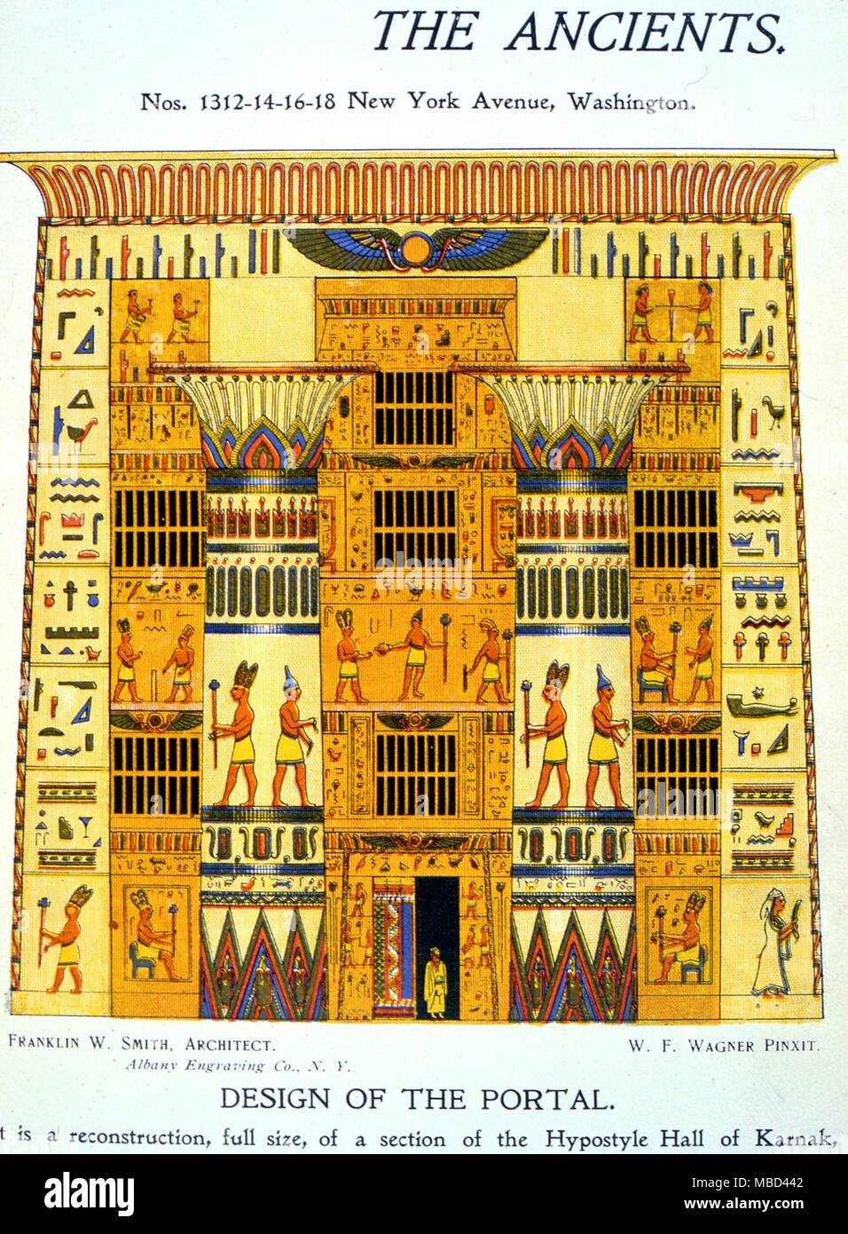 - - Mythologie égyptienne lithographique ( ?) d'une peinture par W. F. Wagner d'un musée qui existait autrefois à New York Avenue, Washington DC, et en fonction d'un temple de Karnak, en Égypte. La maison a été conçue par Frederick W. Smith, vers 1896. - ©Charles Walker / Banque D'Images