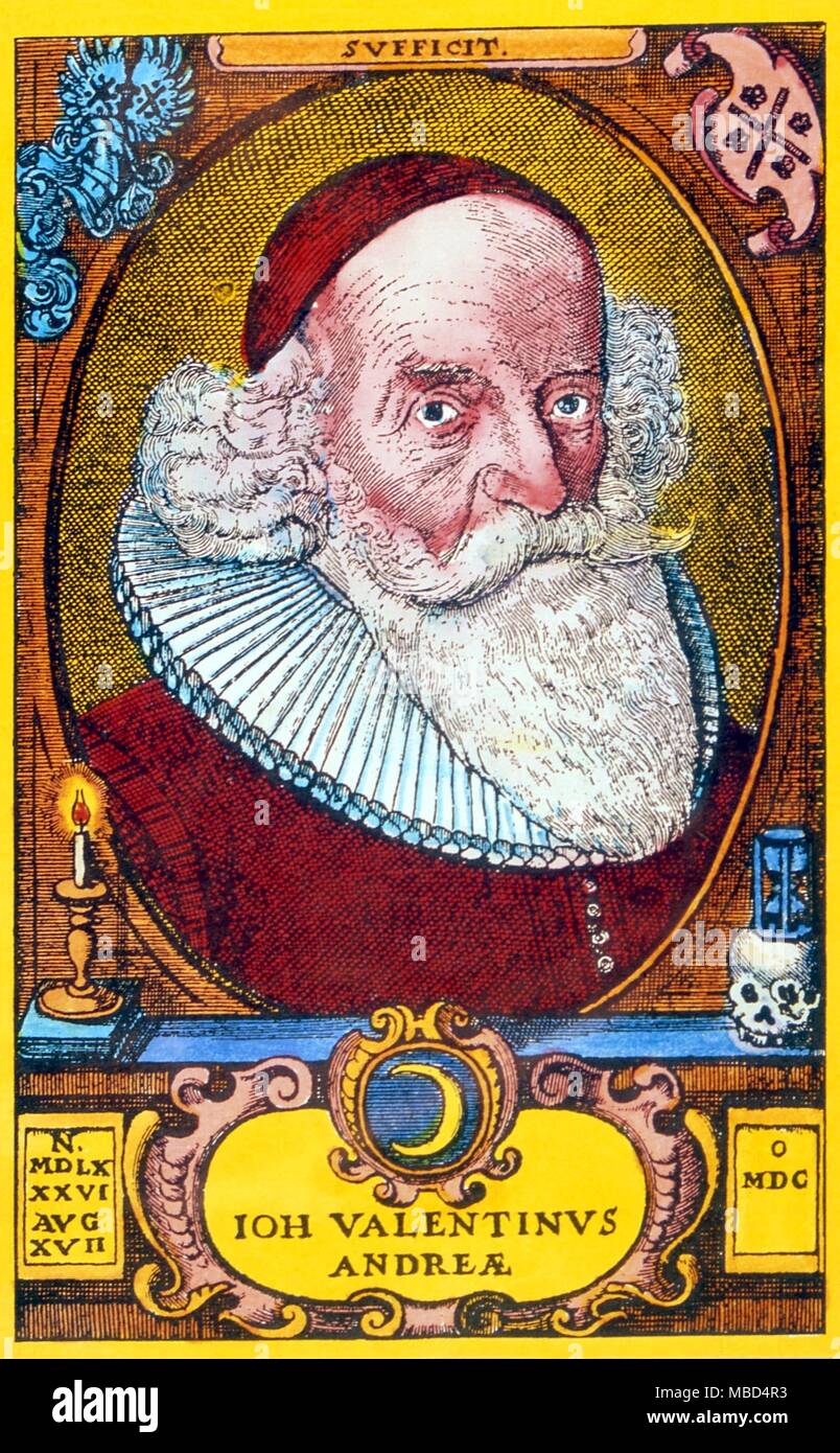 - L'alchimie - Fresnault-deruelle ANDREA. Johann Valentinus Andrea (1586-1654), auteur de 'l', un mariage chimique texte rosicrucien en utilisant des symboles alchimiques Banque D'Images