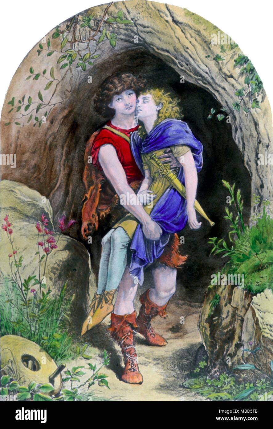 Shakespeare - Cymbeline - Lithographie couleur illustration pour Shakespeare Cymbeline', 'loi. IV, scène ii - © / Charles Walker Banque D'Images