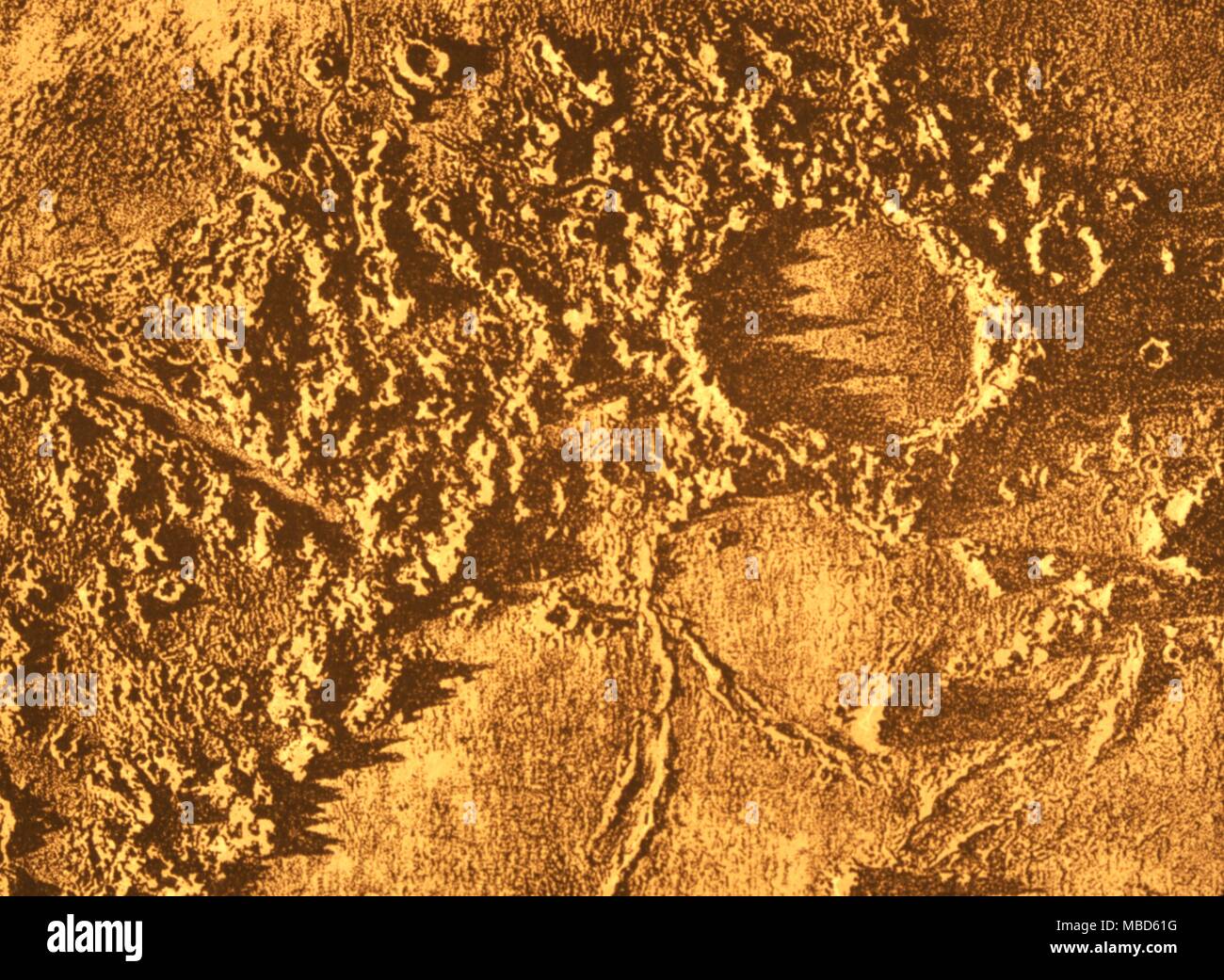 Surface de la lune - le cratère Pluton, après une photographie par Nasmyth . Banque D'Images