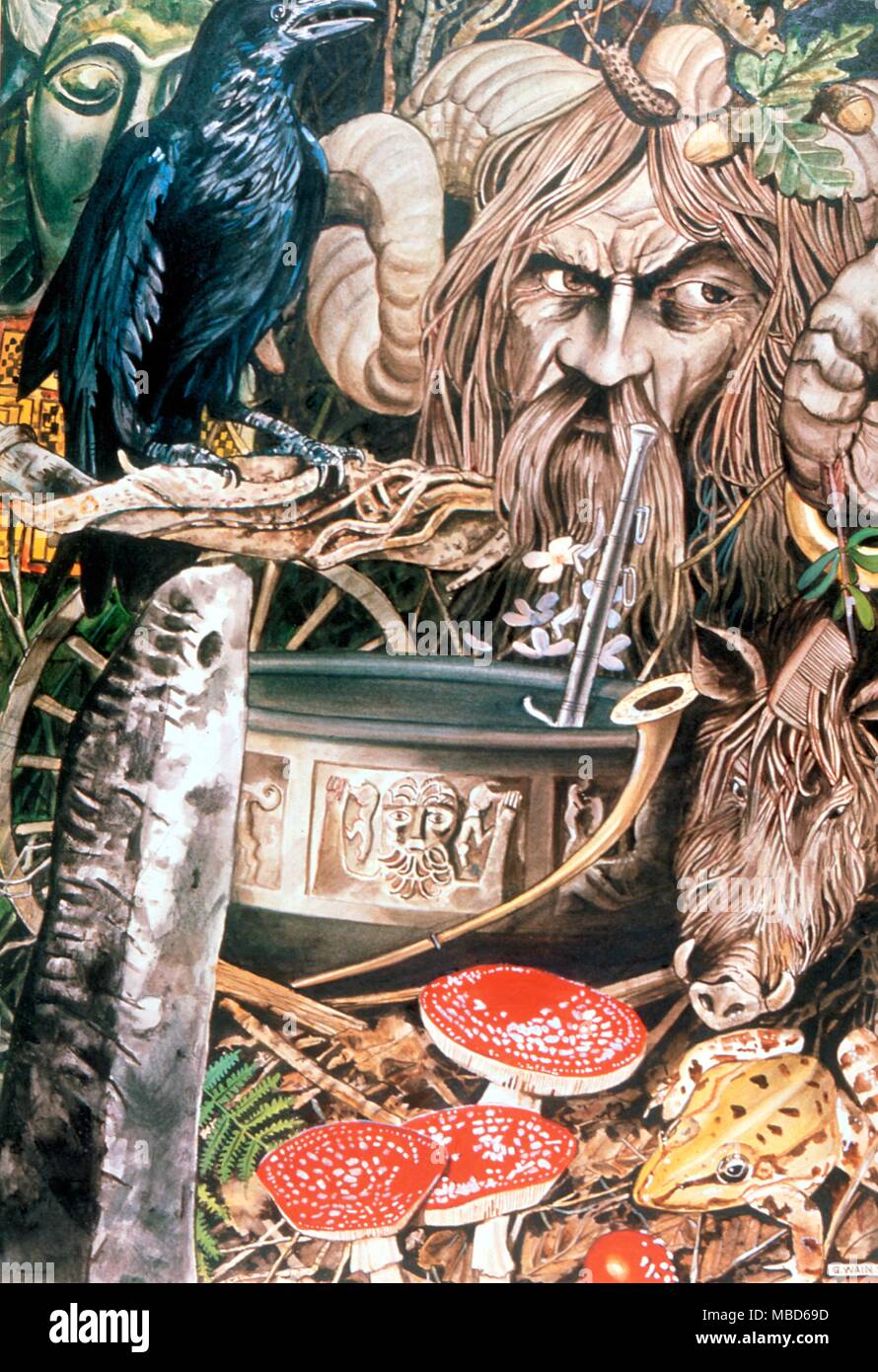 - Peinture mythologie celtique par Gordon Wain, divinités celtiques, 1983 - collection privée.- © / Charles Walker Banque D'Images