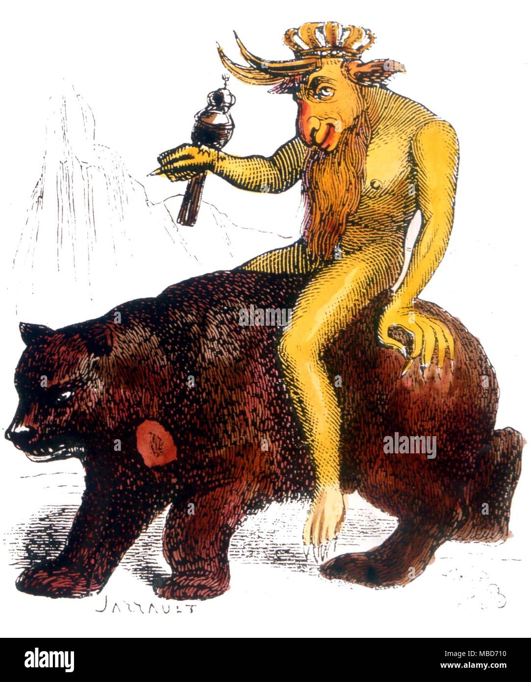 Le démon Balan, de Collin de Plancy, Dictionnaire Infernal, 1863. Balan est l'un des démons, et s'affiche Énochien équitation un ours féroce Banque D'Images