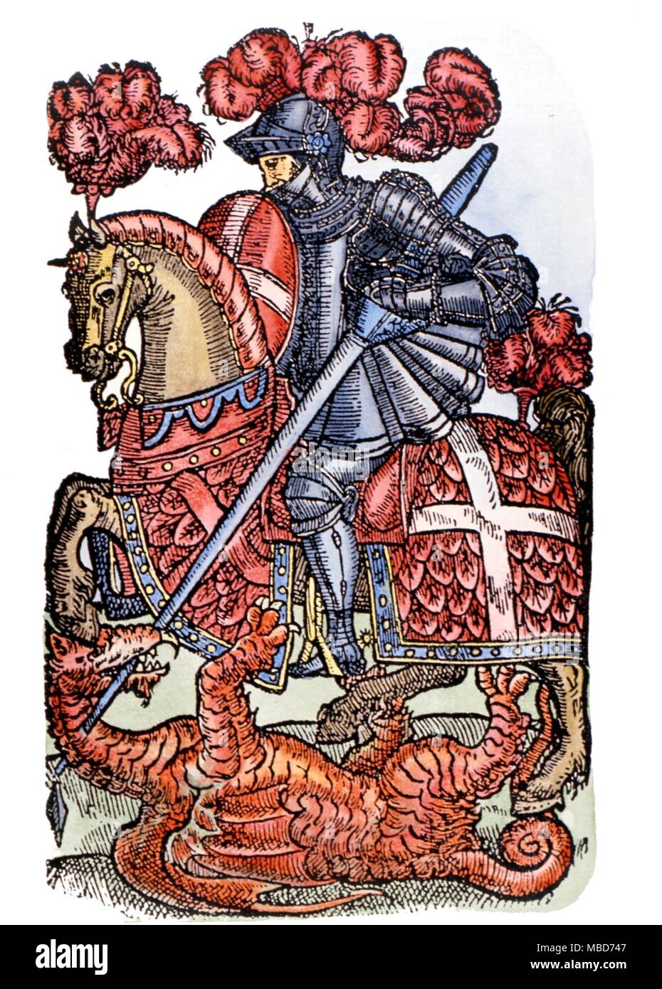 George et le Dragon - Image de Saint George maîtriser le dragon, de cheval. Frontispice gravure sur bois d'une édition ancienne de l'Edmund Spenser Faery Queen 1786 Banque D'Images