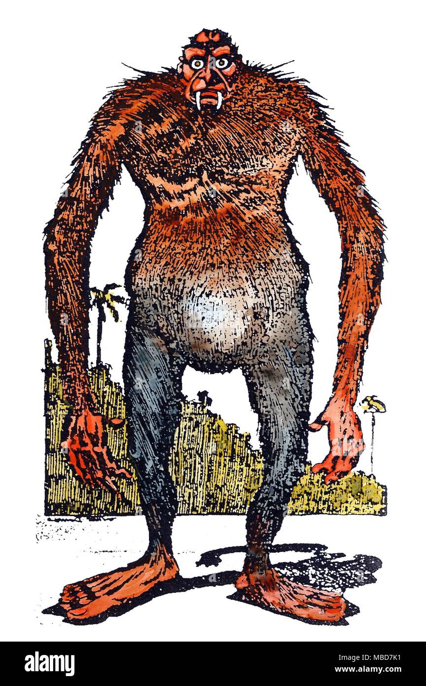 Monstres - DUFLOLEVI l'Australian Duflolevi Bombala, appelé "Anrheopoid' dans l'édition de Soleil Sydney Novembre 1912. Ce bois de couleur-gravure est à partir de cette édition. Banque D'Images