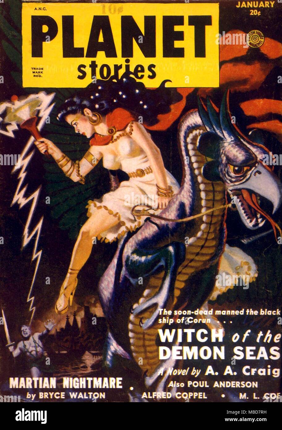 Monstres - 'Weird Tales' veste. Janvier 1951 - Une oeuvre d'un Craig Banque D'Images