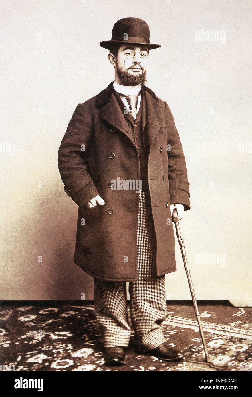 Henri de Toulouse Lautrec, 1895 Portrait du peintre, graveur, dessinateur, caricaturiste et illustrateur, célèbre pour son style de vie bohème au tournant du siècle, Montmartre, décédé en 1901 Banque D'Images