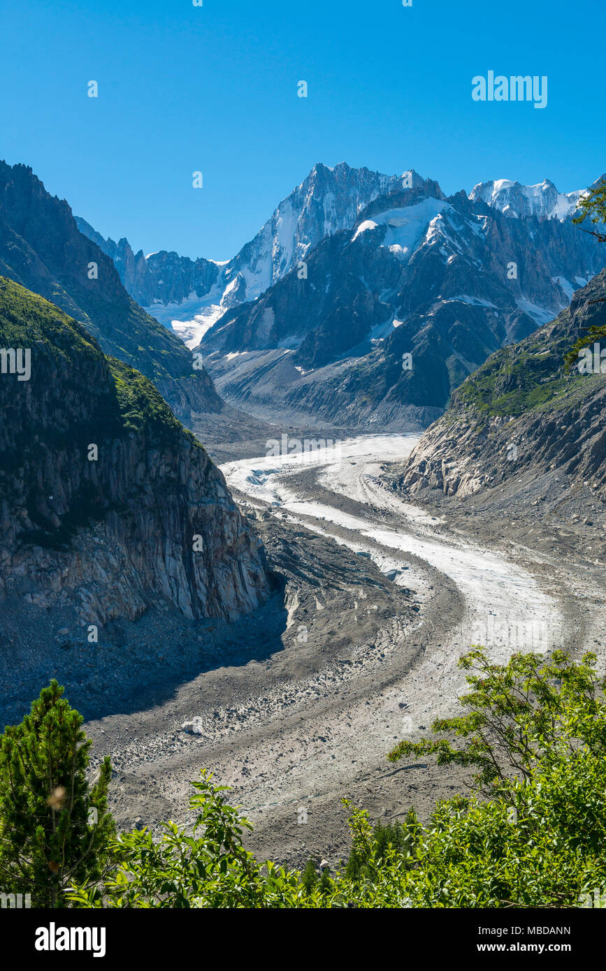 Chamonix-Mont-Blanc (Haute-Savoie, Alpes françaises, l'est de la France) : glacier de vallée 'Mer de glace' (mer de glace) Banque D'Images