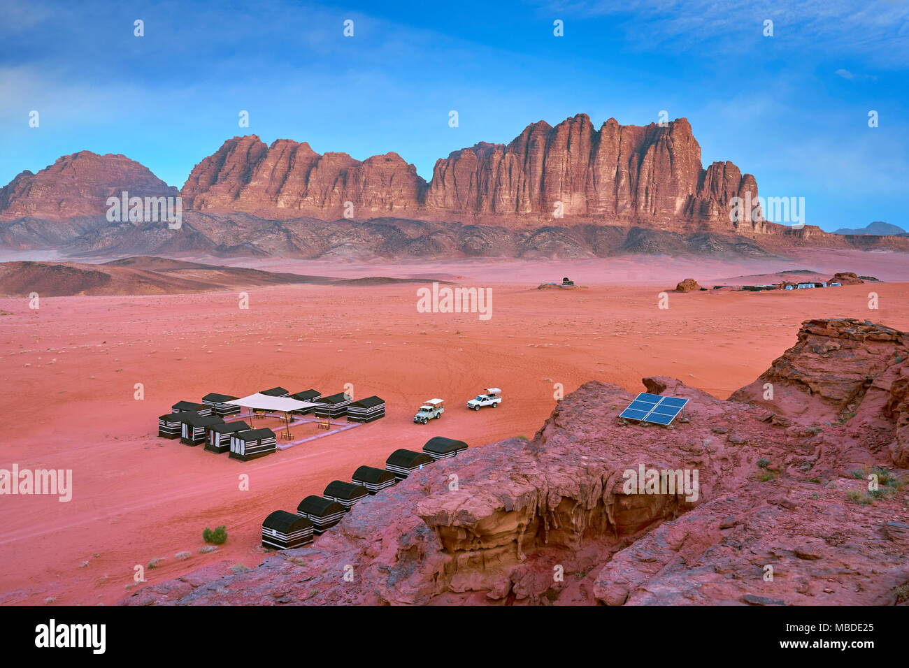 Camp bédouin, le Wadi Rum, Jordanie Banque D'Images