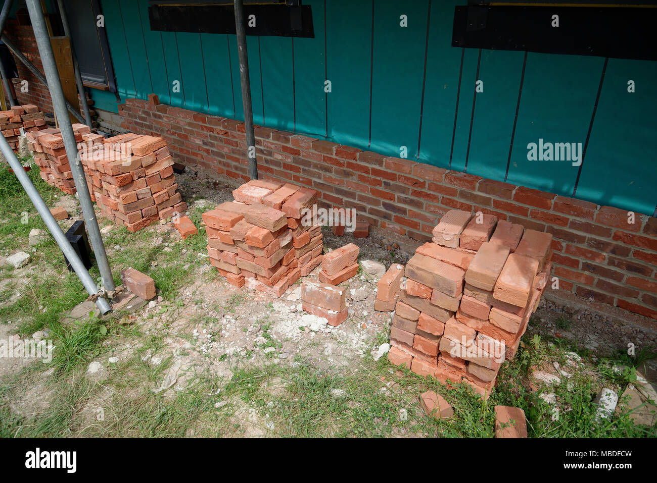 Bricks dans un récemment ou mis à revêtement en brique Banque D'Images