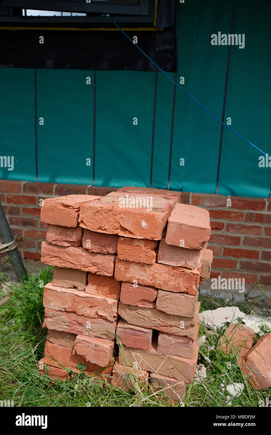 Bricks dans un récemment ou mis à revêtement en brique Banque D'Images