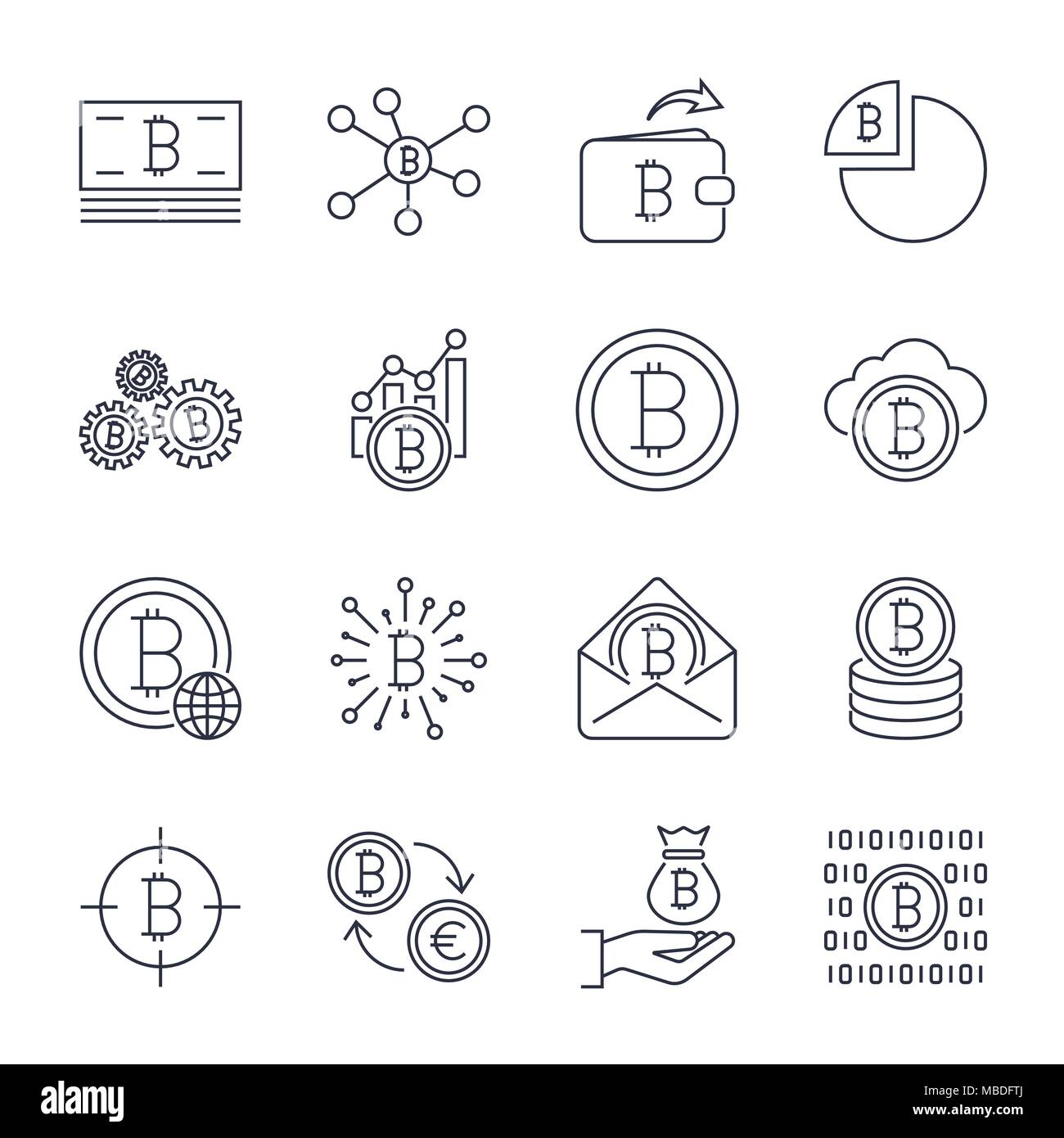 Jeu de course en ligne et cryptocurrency bitcoin vecteur d'icônes. L'exploitation minière, médaille, pioche, or, argent, l'échange. Icons set pour les applications, programmes, nationaux et d'autres. Avc. modifiable Illustration de Vecteur