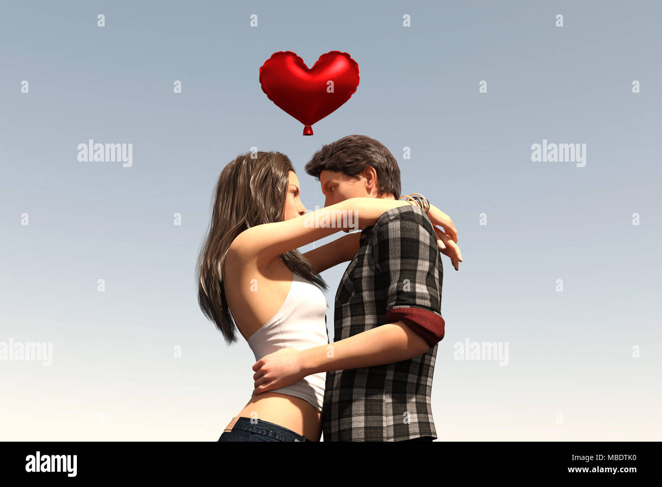 Couple amoureux romantique piscine en été, 3d illustration Photo Stock -  Alamy