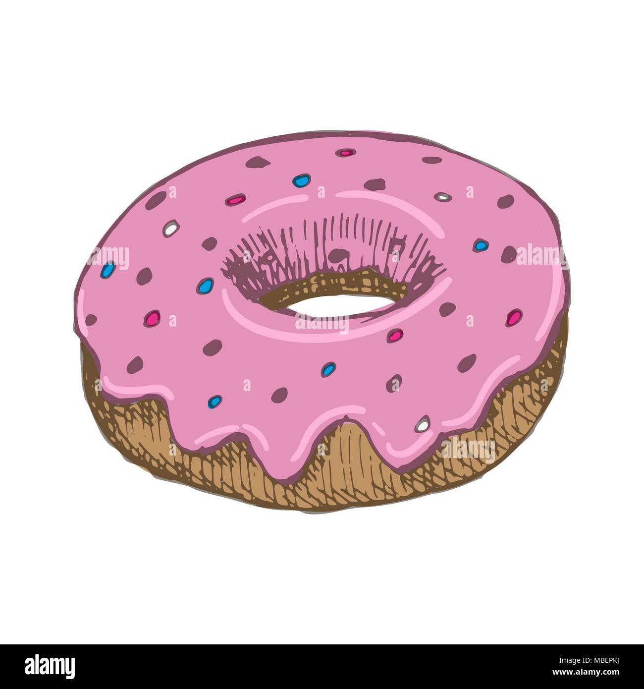 Vector Vintage Donut Dessin Fast Food Couleur Dessines A La Main L Illustration Image Vectorielle Stock Alamy