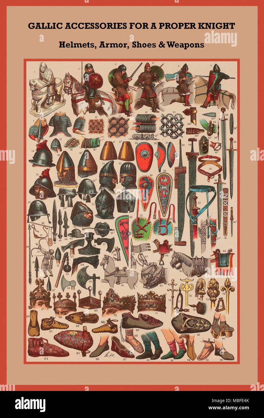 Chevalier gaulois casques, armures, armes et chaussures Banque D'Images