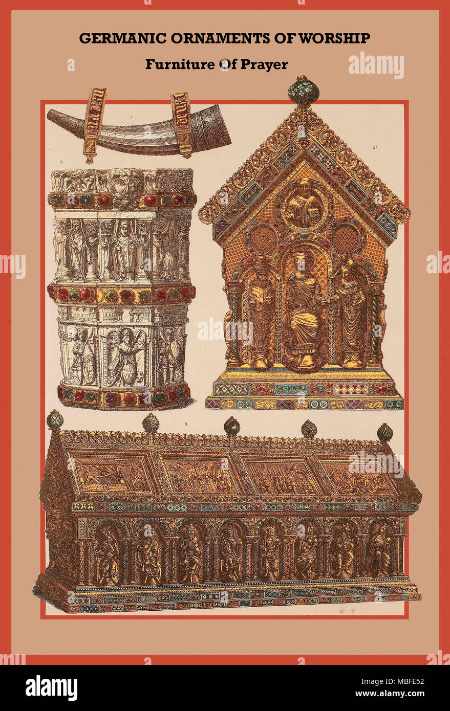 Ornements de meubles culte germanique de la prière Banque D'Images