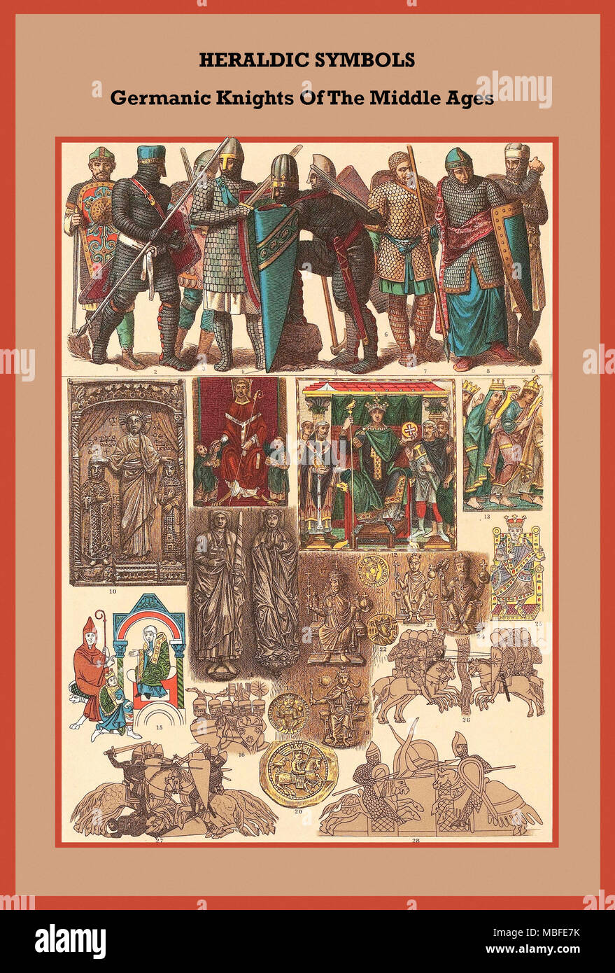 Les symboles héraldiques des chevaliers germaniques du Moyen Âge Banque D'Images