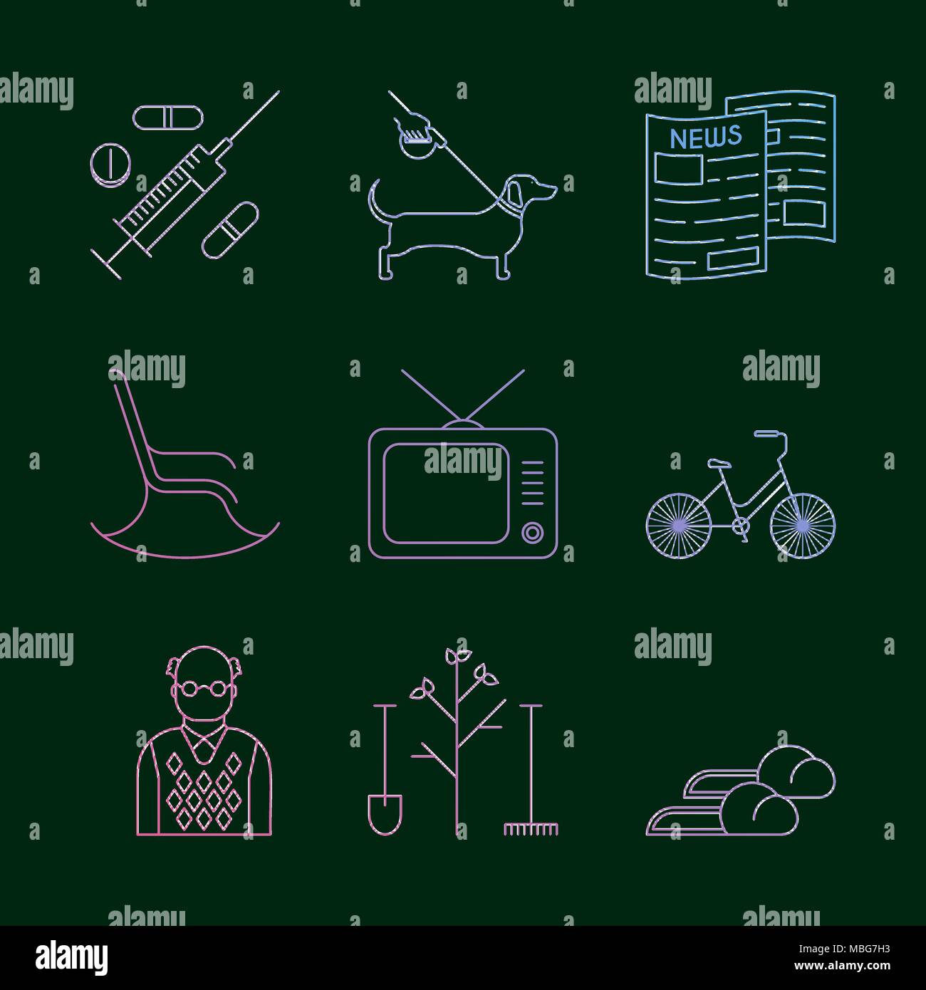 La retraite icon set Illustration de Vecteur