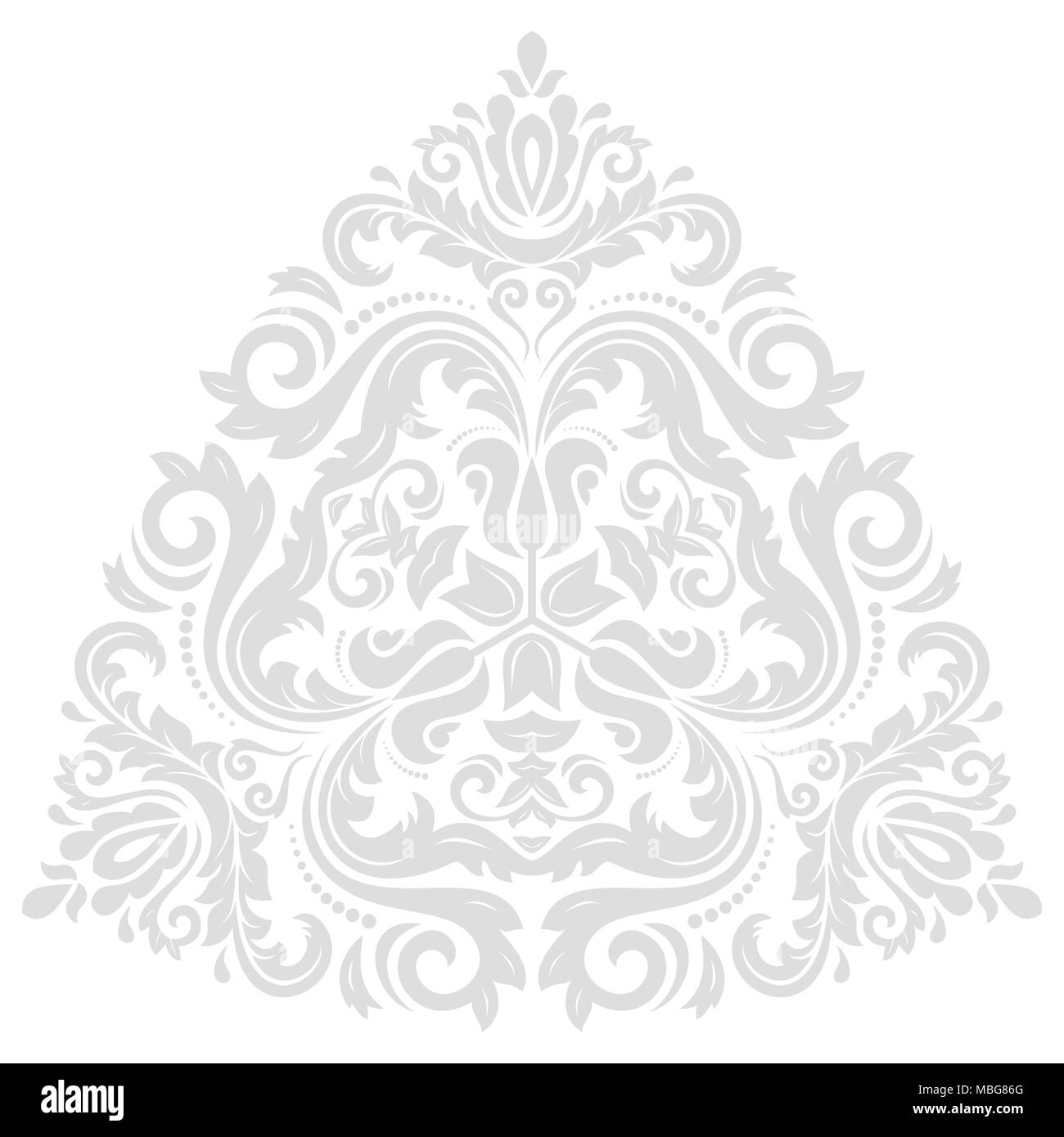 La lumière triangulaire oriental motif d'arabesques d'argent et d'éléments floraux. Ornement classique traditionnelle. Modèle vintage d'arabesques Banque D'Images