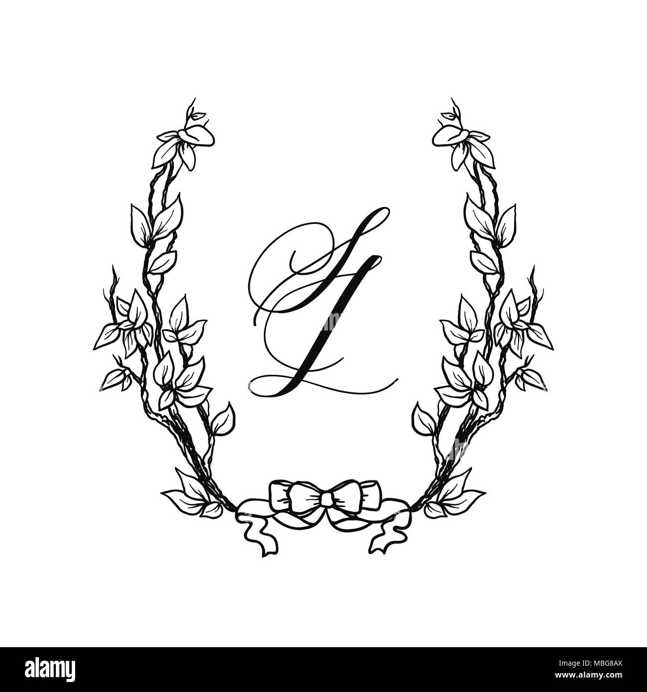 Mariage de l'élément de monogramme Illustration de Vecteur