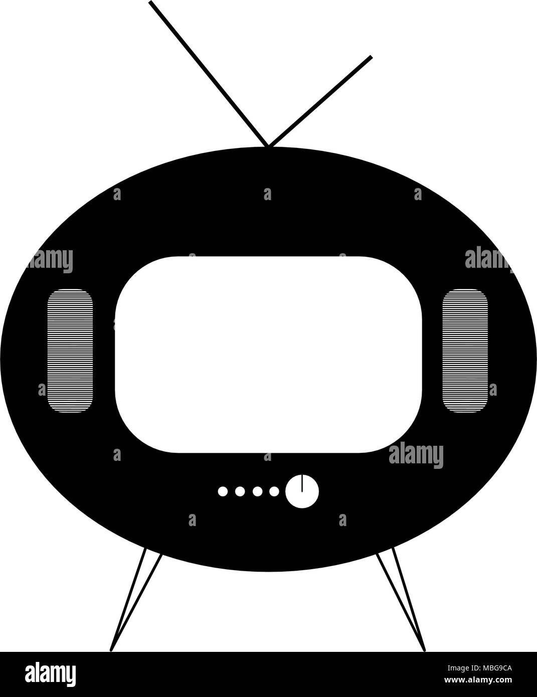 Retro noir plat dessin vectoriel. Vecteur de style plat. L'icône de la télévision, d'un symbole isolé sur fond blanc, surface. Illustration de Vecteur