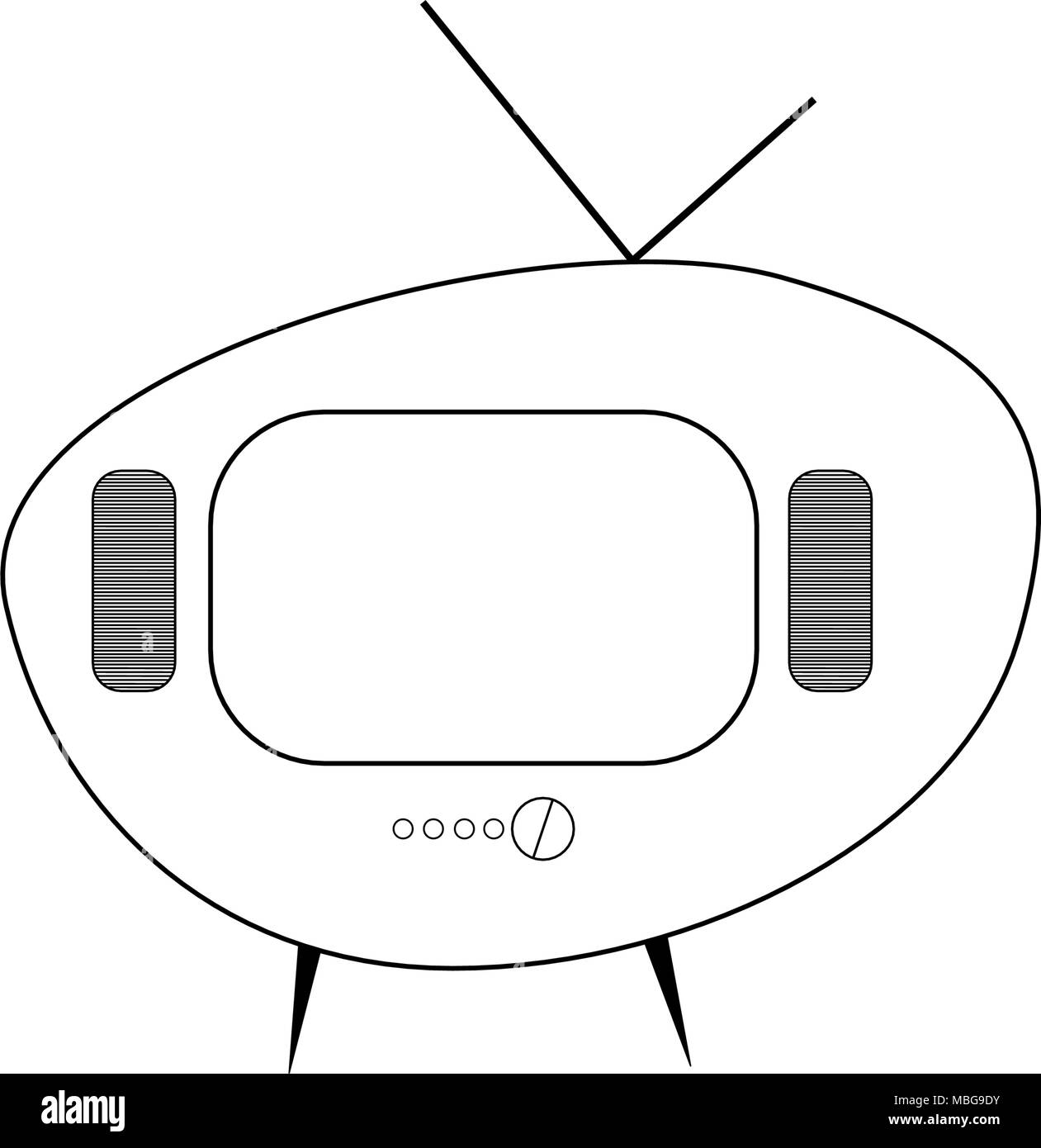 Tv rétro dessin vectoriel. Vecteur de style plat. L'icône de la télévision, d'un symbole isolé sur fond blanc, surface. Illustration de Vecteur