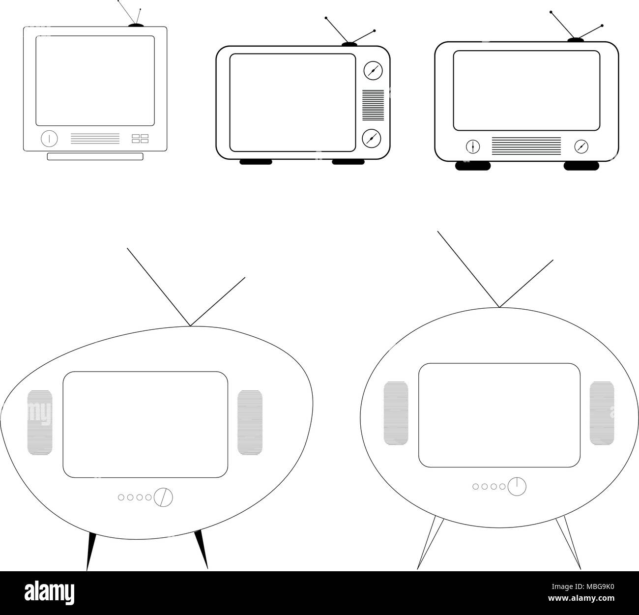 Plat les dessins vectoriels. Vecteur de style plat. L'icône de la télévision, d'un symbole isolé sur fond blanc, surface. Illustration de Vecteur