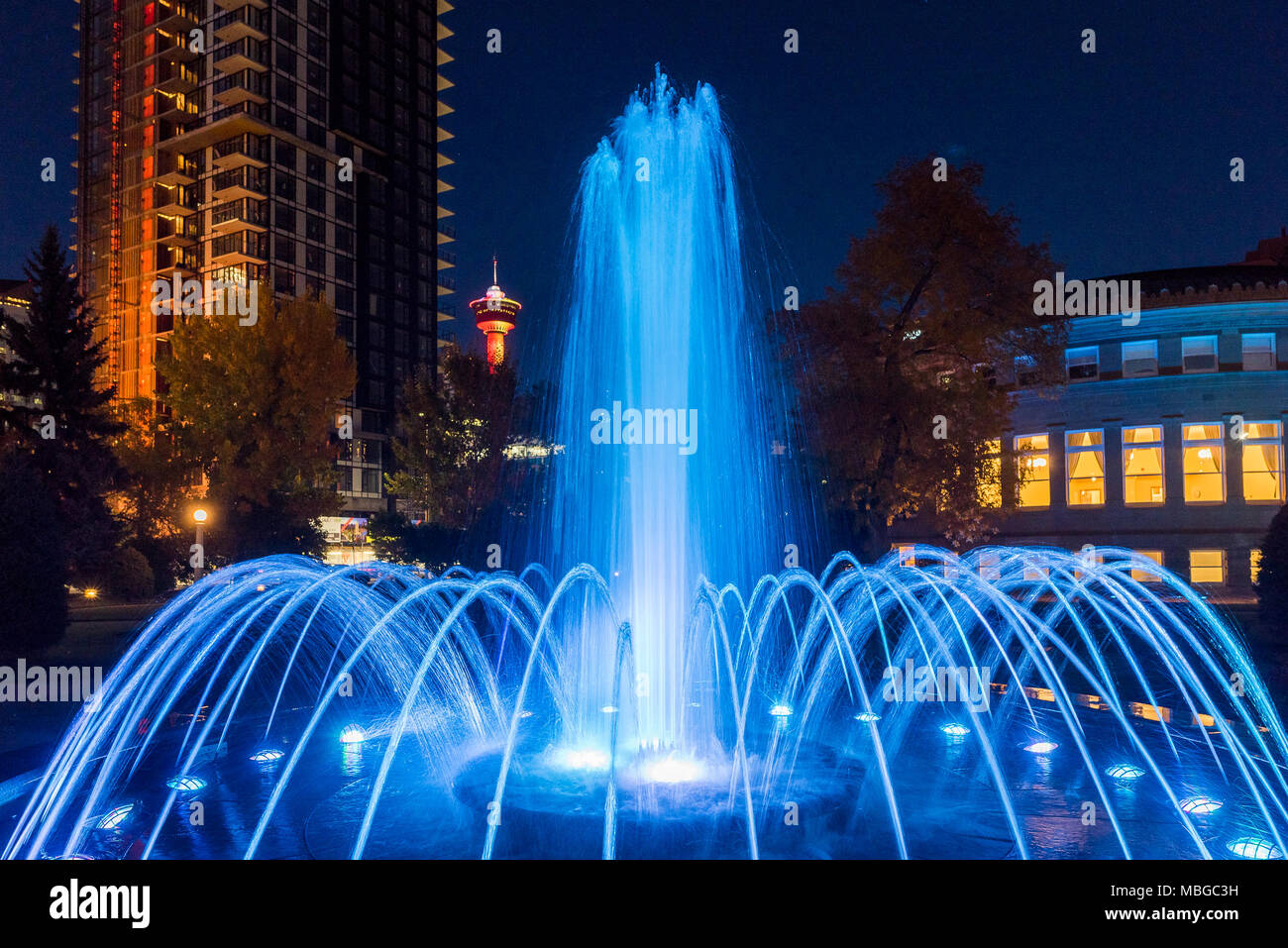 Fontaine, Central Memorial Park, Calgary, Alberta, Canada. Banque D'Images