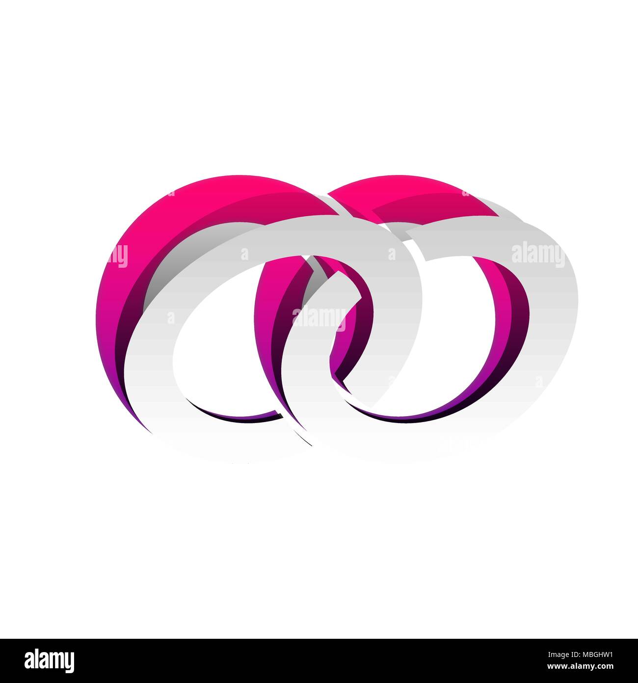 Bagues Wdding signer l'illustration. Vecteur. Papier détachable avec ombre à la couche sous-jacente avec violet magenta. Illustration de Vecteur