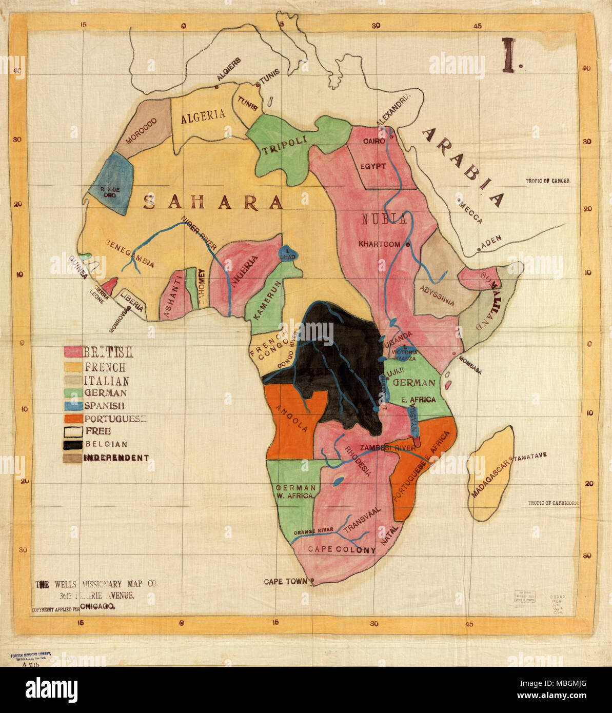 Les pays africains - 1908 Banque D'Images