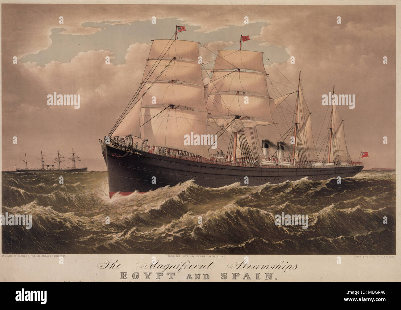 Steamships Égypte & Espagne Banque D'Images