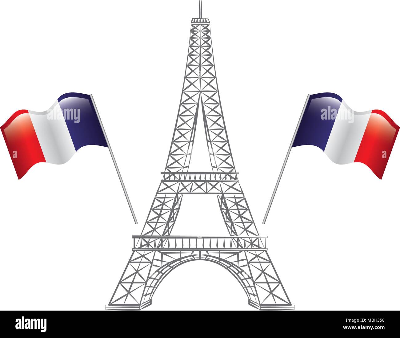 France tour eiffel deux drapeaux Illustration de Vecteur