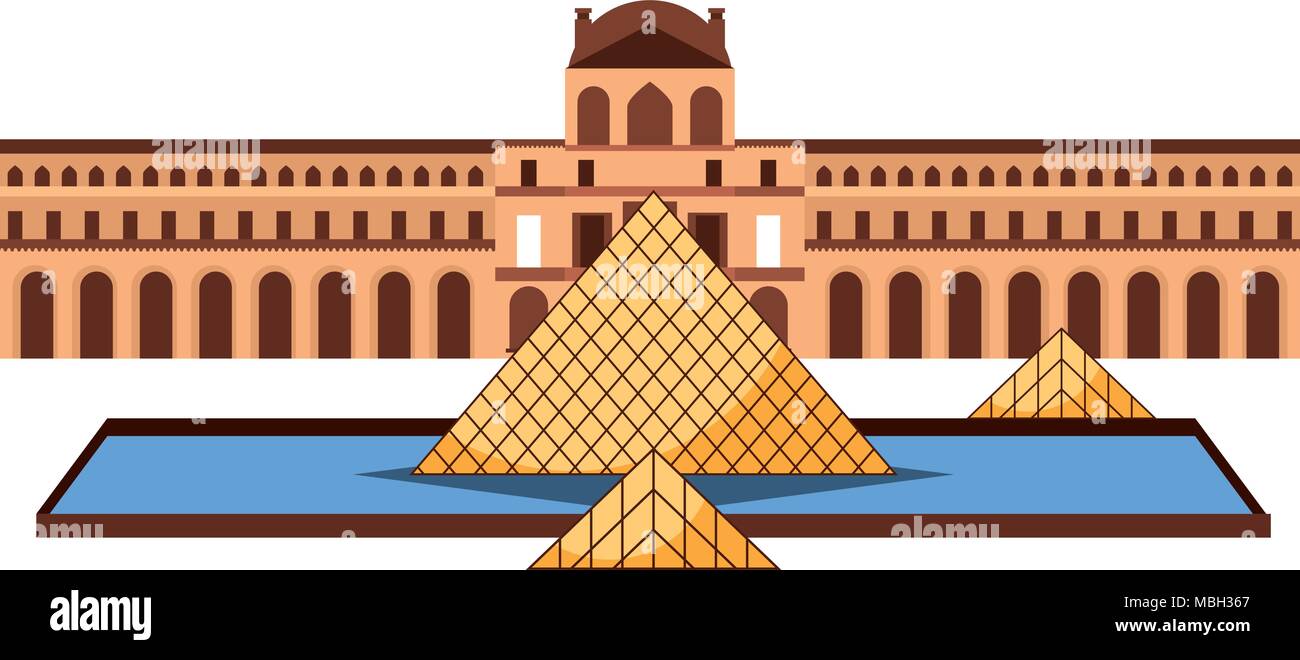 Musée du Louvre art architecture monumnet paris france Illustration de Vecteur