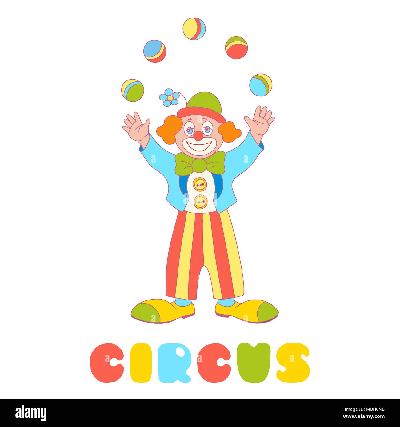 Circus clown jongleur de caractère vectoriel isolé sur fond blanc Illustration de Vecteur