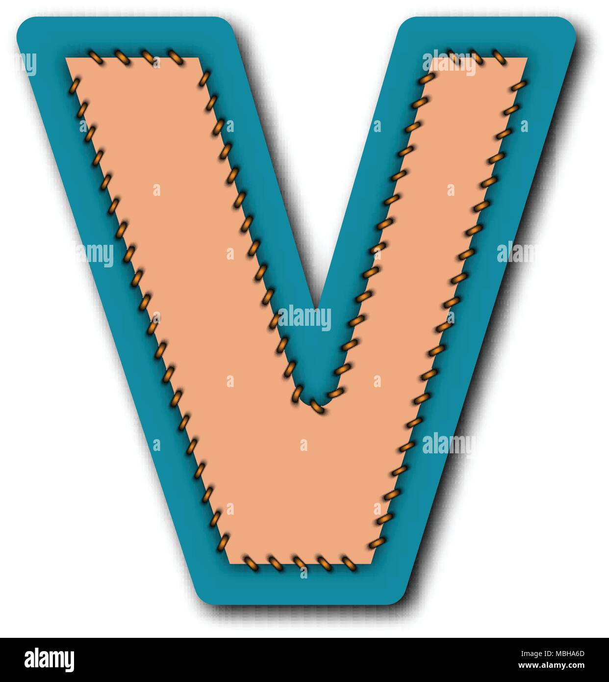 V dans l'alphabet de charactor, écusson concept de travail pour la conception graphique de vecteur idée Illustration de Vecteur