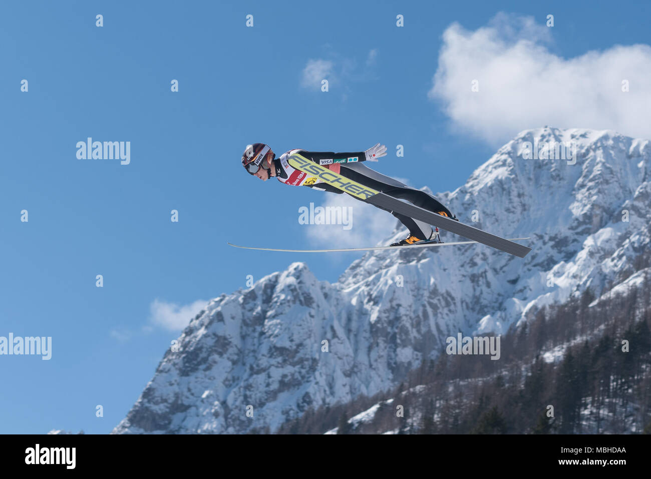 PLANICA, en Slovénie - 24 mars 2018 : Coupe du monde de saut Final - KOBAYASHI Junshiro JPN Banque D'Images