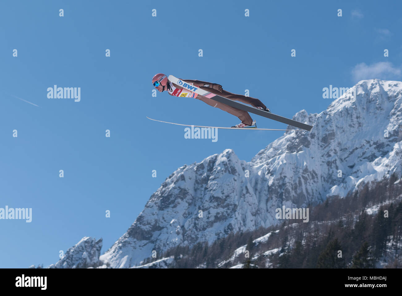 PLANICA, en Slovénie - 24 mars 2018 : Coupe du monde de saut Final - KUBACKI Dawid POL Banque D'Images