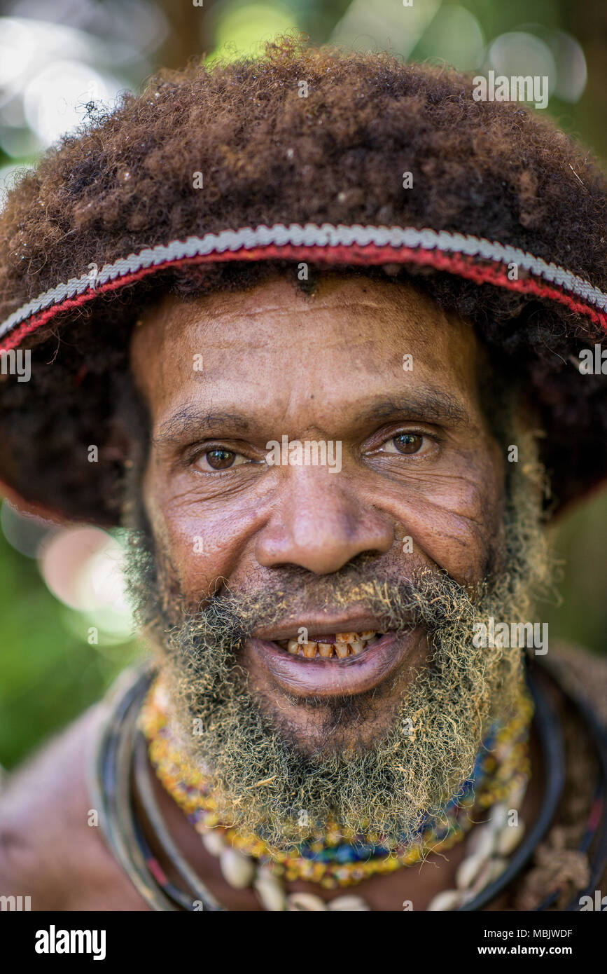Portrait d'un Huli initier, Tari Valley, Papouasie Nouvelle Guinée Banque D'Images