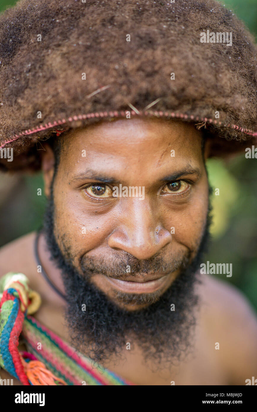 Portrait d'un Huli initier, Tari Valley, Papouasie Nouvelle Guinée Banque D'Images